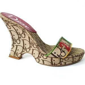 *Authentic* Christian Dior Jacquard Rasta Wedges